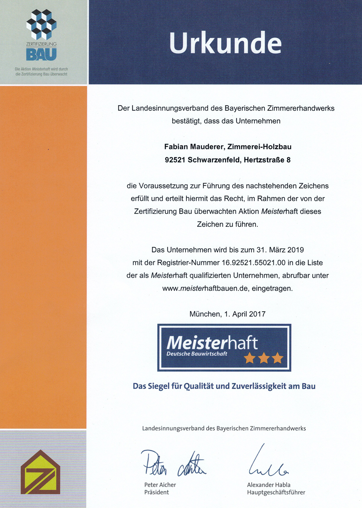 Meisterhaft ZimmereiHolzbau Mauderer